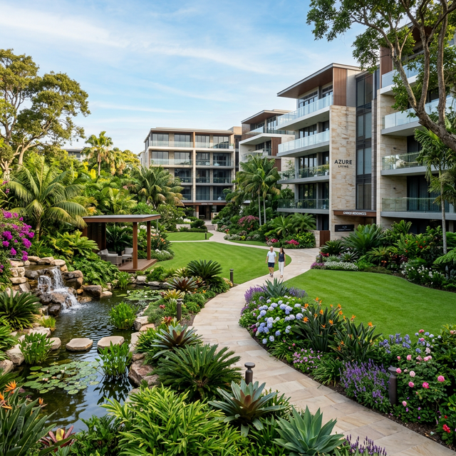 Landscaped gardens at Abhee Premium Residences Whitefield Bangalore